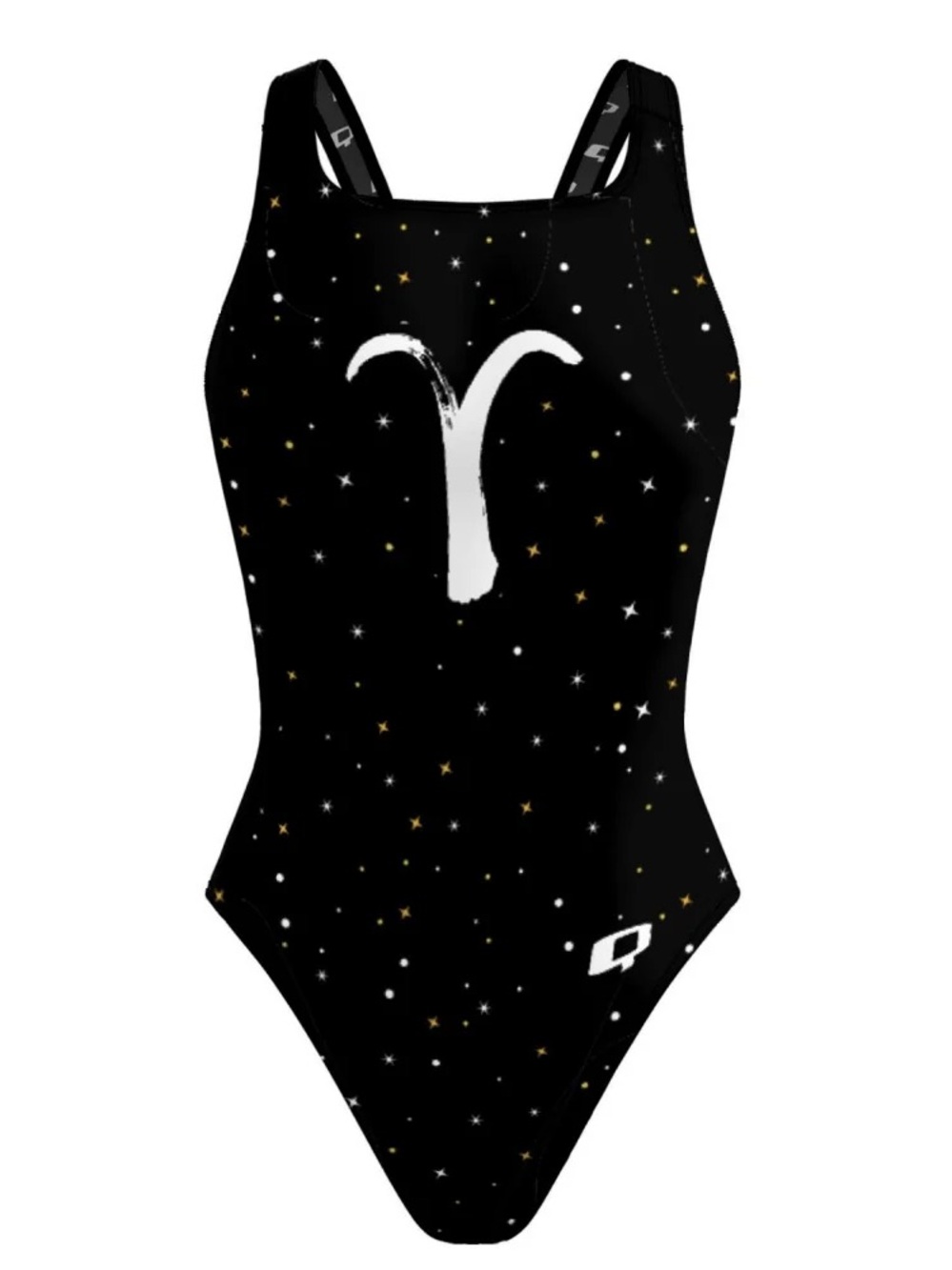 Q SWIMWEAR ARIES CLASSIC STRAP SWIMSUIT 1PC Horoscope Zodiac Sign SZ 36 M/L